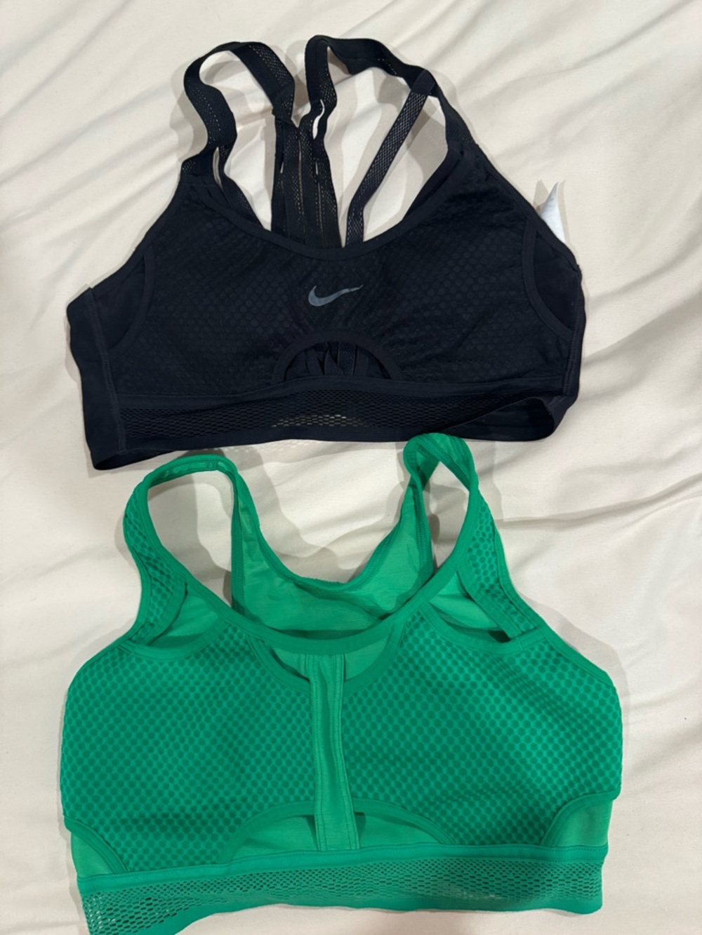 Nike Women’s Racerback Mesh Sports Bras — Black & Green